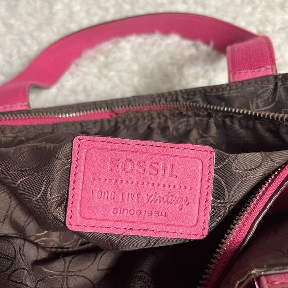 Fossil long live Vintage leather pink medium shoulder bag silver tone hardwares - Picture 11 of 15